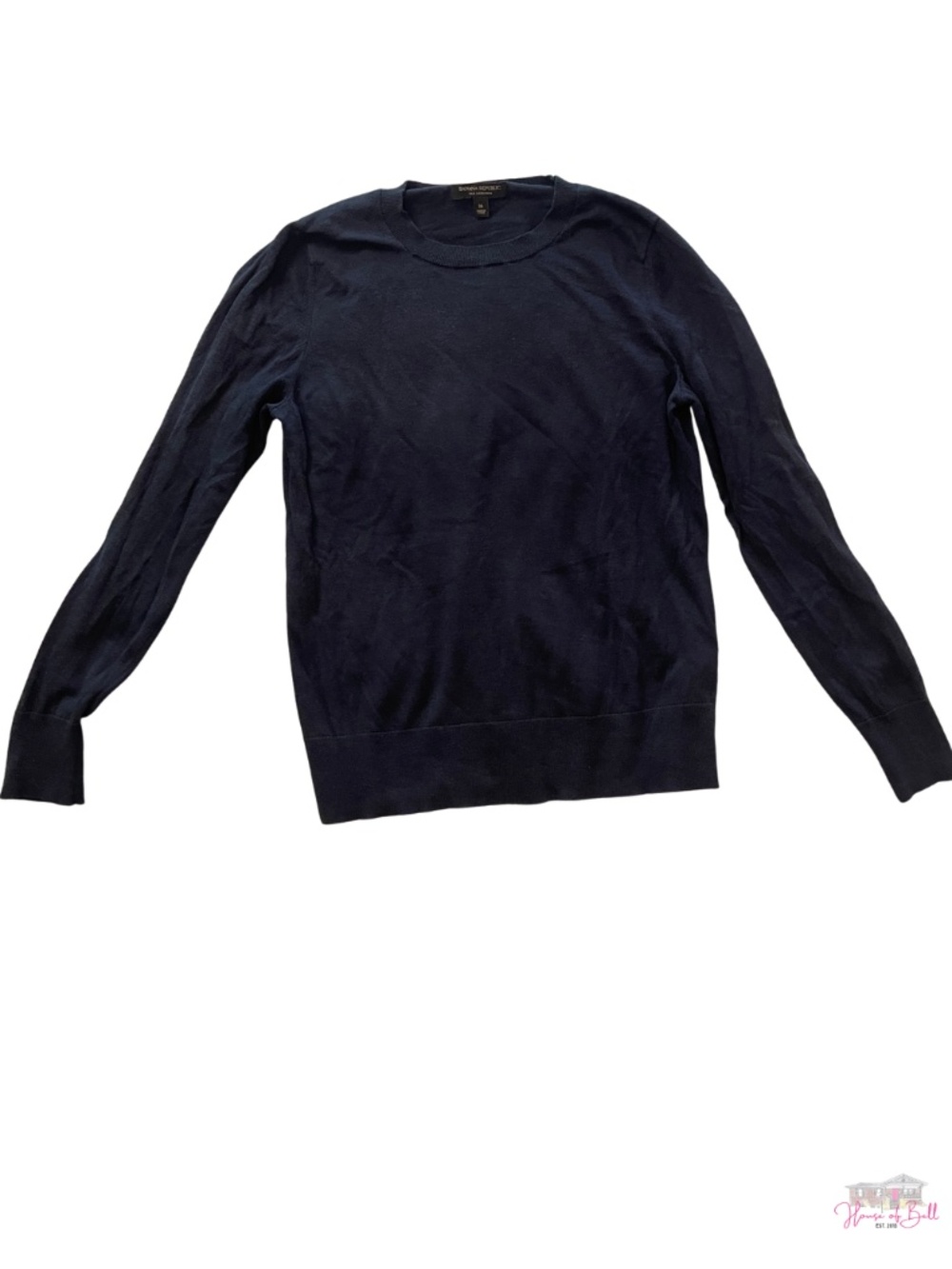 Banana Republic Silk Cashmere Crewneck Sweater Medium Navy Blue Minimalist